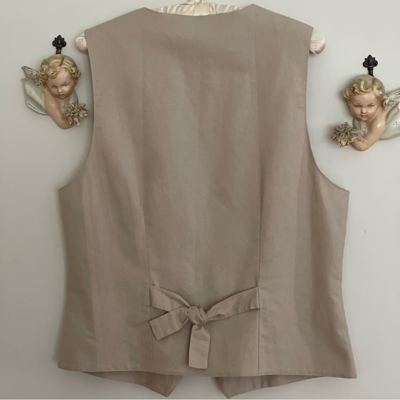 Talbots linen cotton size medium embroidered vest - Picture 2 of 3